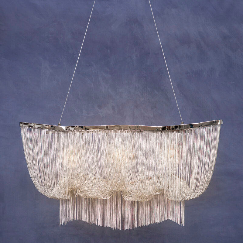 Orsina Lerici 6-Light Chrome Pendant Light | Modern Chain Chandelier