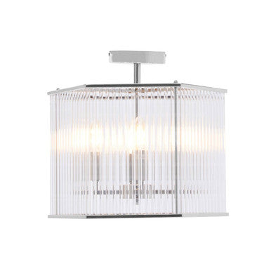Orsina Lerici 4-Light Hexagonal Chrome Pendant with Ribbed Glass