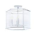 Orsina Lerici 4-Light Hexagonal Chrome Pendant with Ribbed Glass