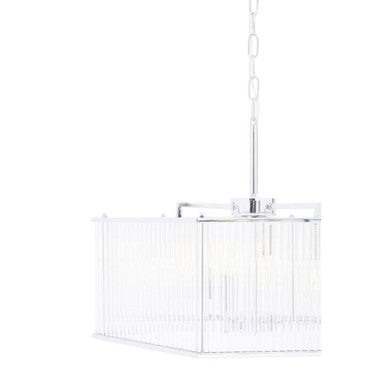 Orsina Lerici 6-Light Hexagonal Chrome and Ribbed Glass Pendant
