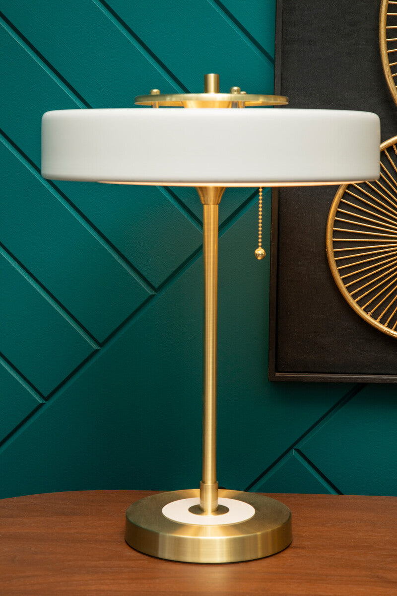 Orsina Rogano Table Lamp – Gold Finish Frame with White Shade