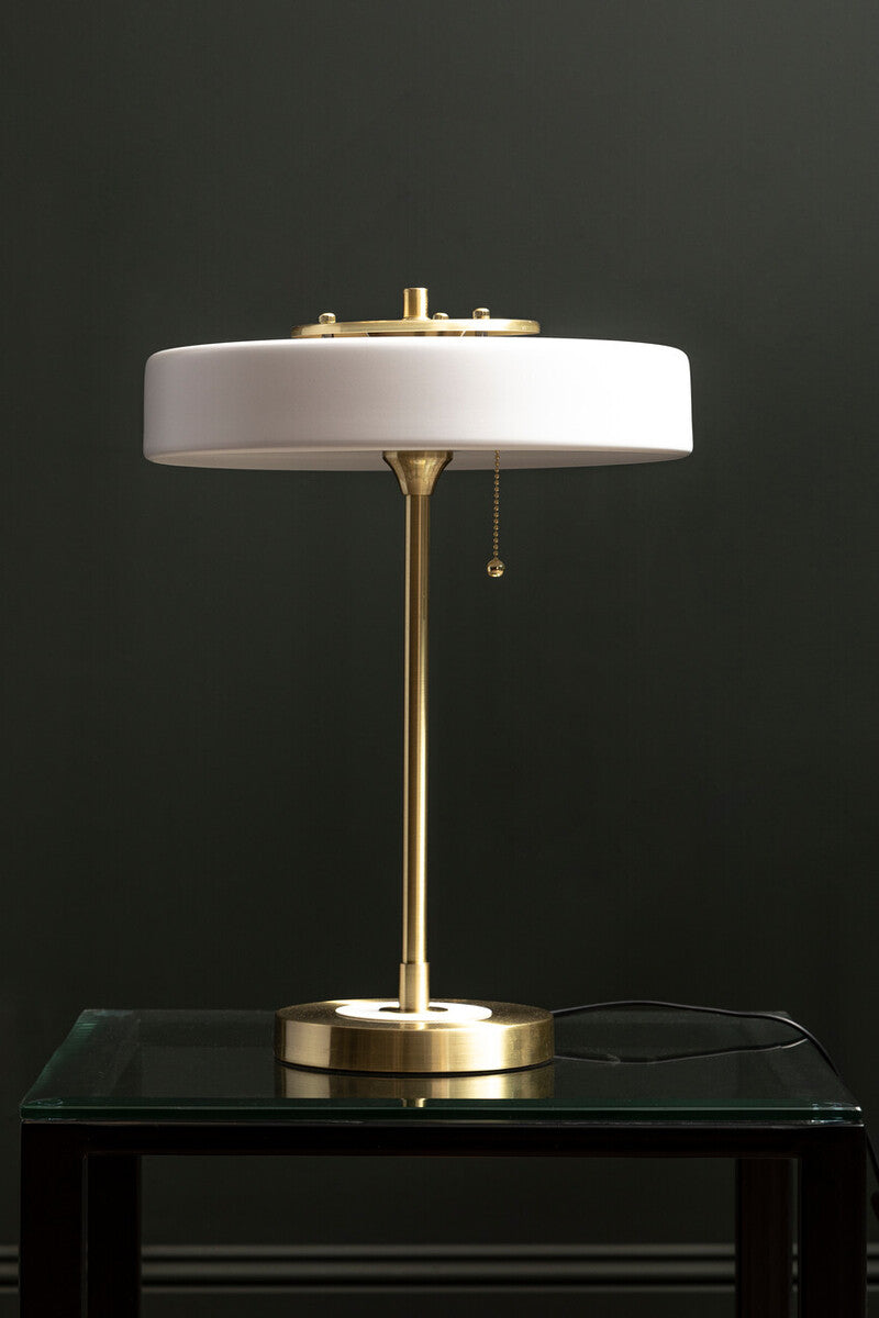 Orsina Rogano Table Lamp – Gold Finish Frame with White Shade