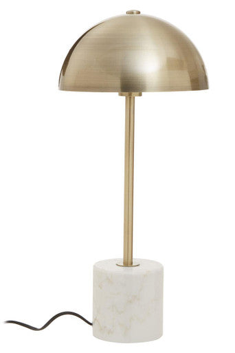 Orsina Murdoch Table Lamp – Gold Dome Shade with White Marble Base