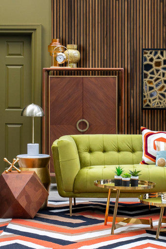 Orsina Murdoch Table Lamp – Gold Dome Shade with White Marble Base