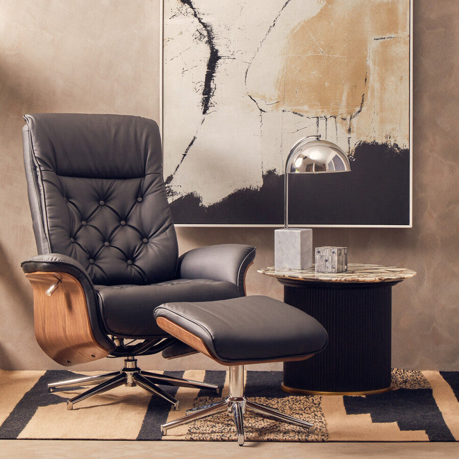 Orsina Murdoch Modern Chrome Table Lamp with Grey Marble Base