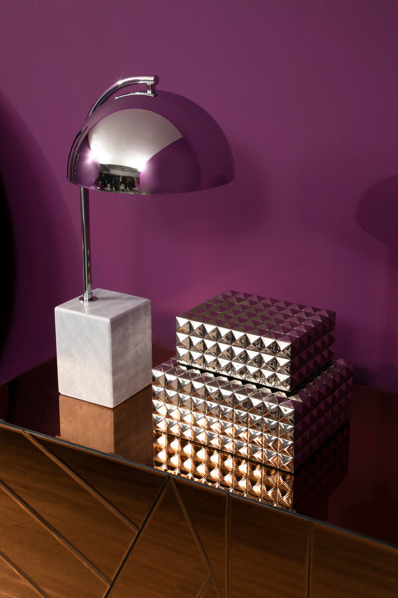 Orsina Murdoch Modern Chrome Table Lamp with Grey Marble Base