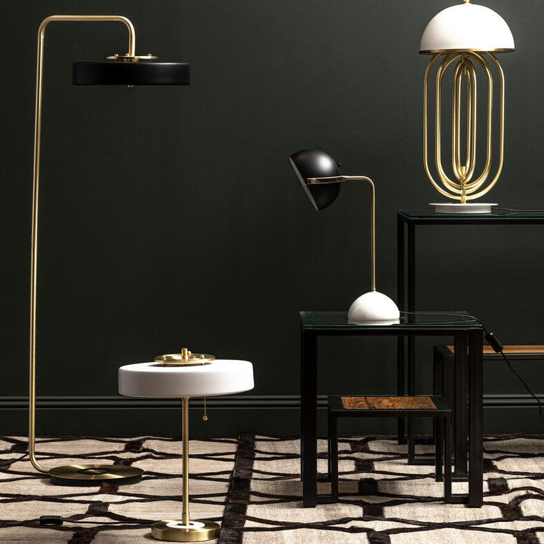 Orsina Murdoch Brass Desk Lamp with Adjustable Shade and Marble Base