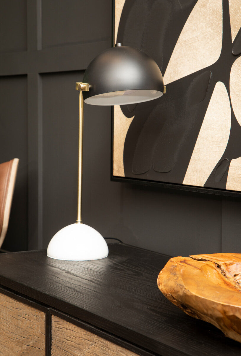 Orsina Murdoch Brass Desk Lamp with Adjustable Shade and Marble Base