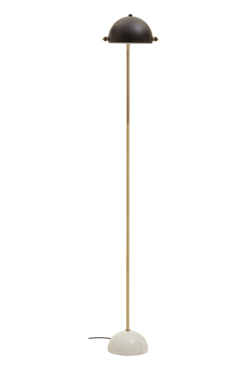 Orsina Murdoch Brass Arc Floor Lamp with Black Shade and Marble Base