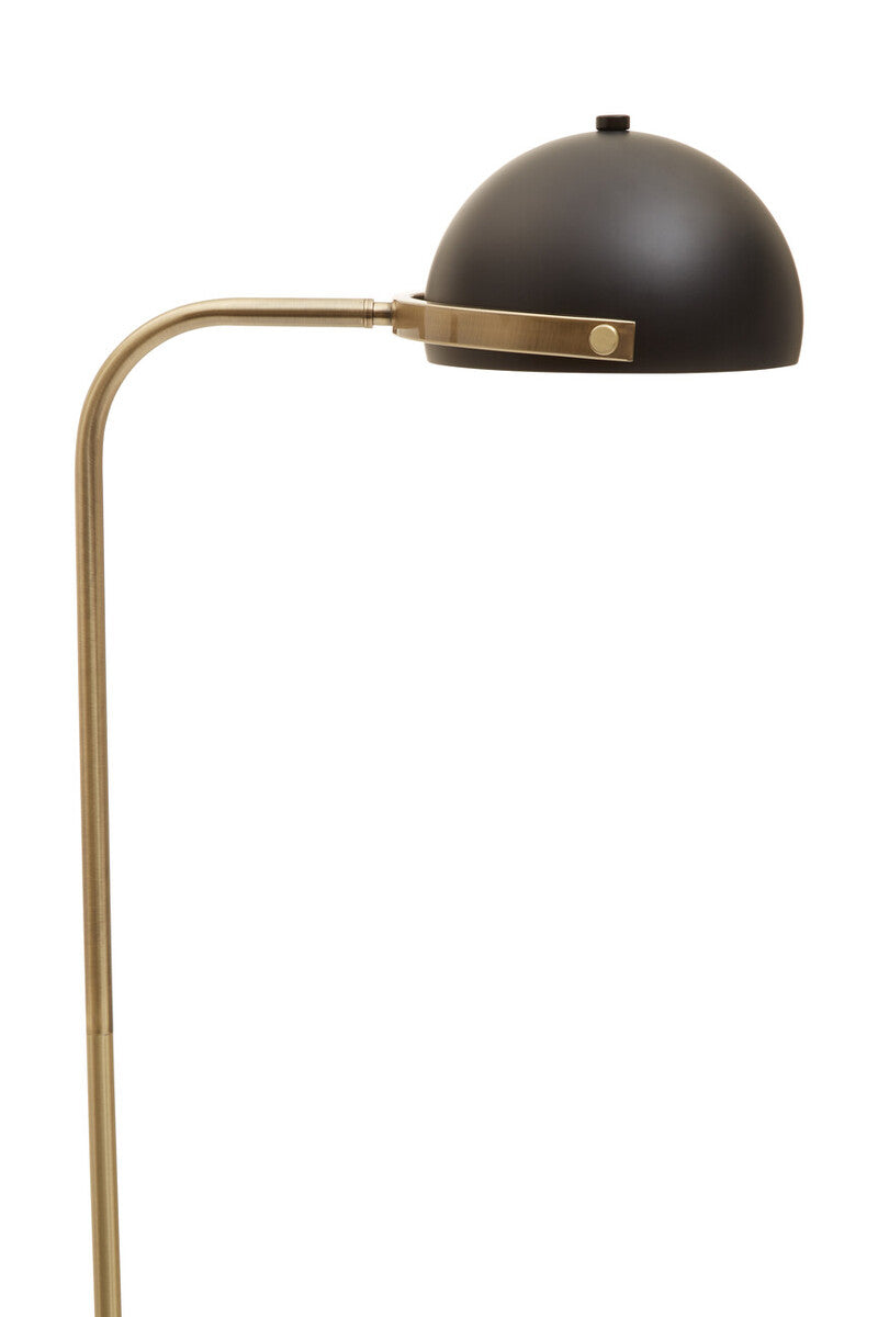 Orsina Murdoch Brass Arc Floor Lamp with Black Shade and Marble Base
