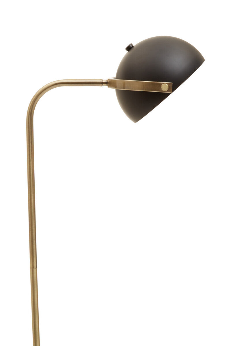 Orsina Murdoch Brass Arc Floor Lamp with Black Shade and Marble Base