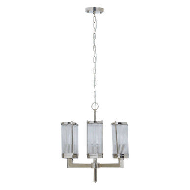 Orsina Hilton 6-Arm Pendant Light | Fluted Glass & Polished Nickel