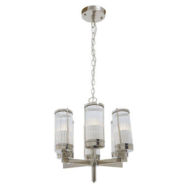 Orsina Hilton 6-Arm Pendant Light | Fluted Glass & Polished Nickel