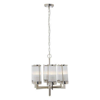 Orsina Hilton 6-Arm Pendant Light | Fluted Glass & Polished Nickel