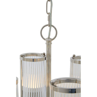 Orsina Hilton 6-Arm Pendant Light | Fluted Glass & Polished Nickel
