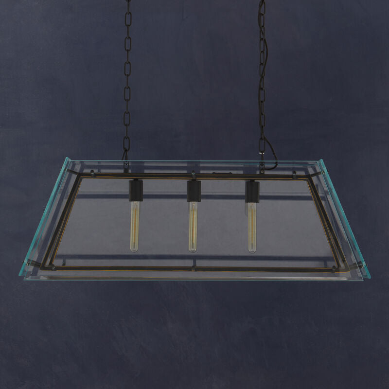 Orsina Palasso Industrial 3-Light Pendant – Black and Gold Lantern