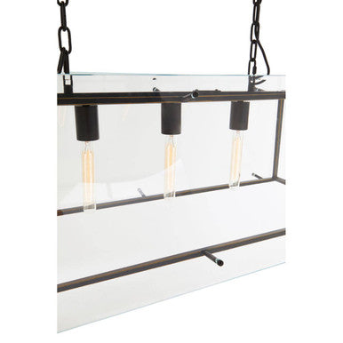 Orsina Palasso Industrial 3-Light Pendant – Black and Gold Lantern