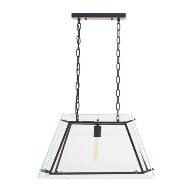 Orsina Palasso Industrial Pendant Light – Antique Black Metal & Glass