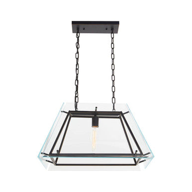 Orsina Palasso Industrial Pendant Light – Antique Black Metal & Glass