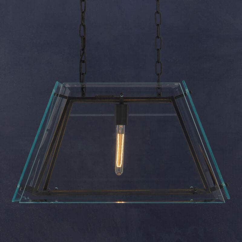 Orsina Palasso Industrial Pendant Light – Antique Black Metal & Glass