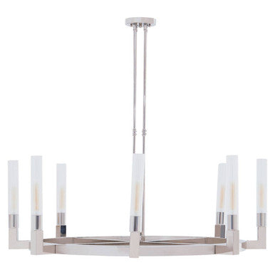 Orsina Alexis 8-Light Round Nickel Chandelier with Fluted Glass