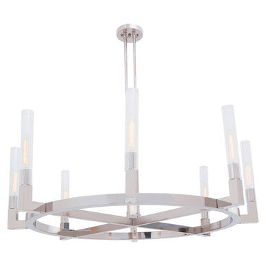 Orsina Alexis 8-Light Round Nickel Chandelier with Fluted Glass