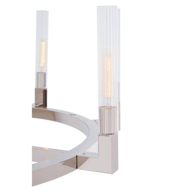 Orsina Alexis 8-Light Round Nickel Chandelier with Fluted Glass