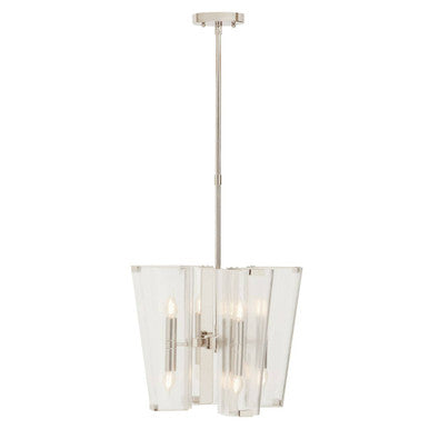 Orsina Celeste 4-Light Nickel Pendant Light | Tapered Clear Glass