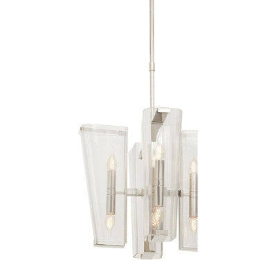 Orsina Celeste 4-Light Nickel Pendant Light | Tapered Clear Glass