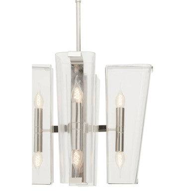 Orsina Celeste 4-Light Nickel Pendant Light | Tapered Clear Glass