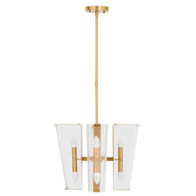 Orsina Celeste Antique Brass Pendant Light | 4-Light Glass Lantern