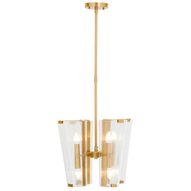 Orsina Celeste Antique Brass Pendant Light | 4-Light Glass Lantern