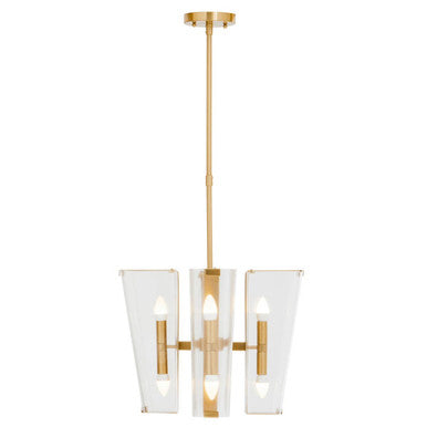 Orsina Celeste Antique Brass Pendant Light | 4-Light Glass Lantern