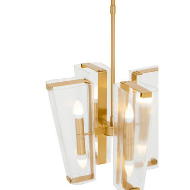Orsina Celeste Antique Brass Pendant Light | 4-Light Glass Lantern