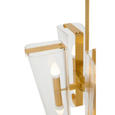 Orsina Celeste Antique Brass Pendant Light | 4-Light Glass Lantern