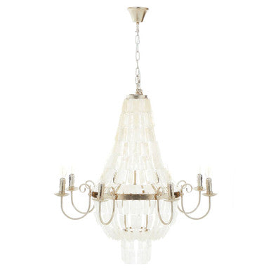 Orsina Elena Seashell Chandelier – 8-Bulb Silver Leaf Coastal Light