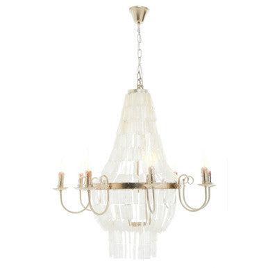 Orsina Elena Seashell Chandelier – 8-Bulb Silver Leaf Coastal Light