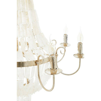 Orsina Elena Seashell Chandelier – 8-Bulb Silver Leaf Coastal Light