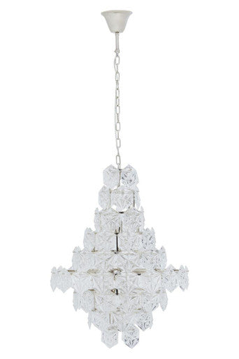 Orsina Helena Tiered Glass Chandelier – Silver Metal 12-Light