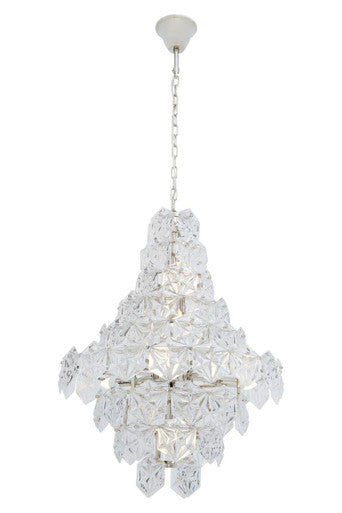 Orsina Helena Tiered Glass Chandelier – Silver Metal 12-Light