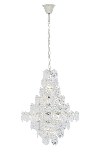 Orsina Helena Tiered Glass Chandelier – Silver Metal 12-Light