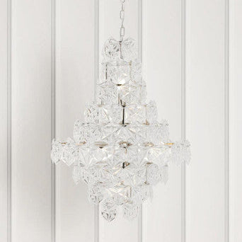 Orsina Helena Tiered Glass Chandelier – Silver Metal 12-Light