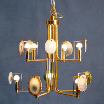 Orsina Glamour Gold and Agate 10-Light Ceiling Light Chandelier