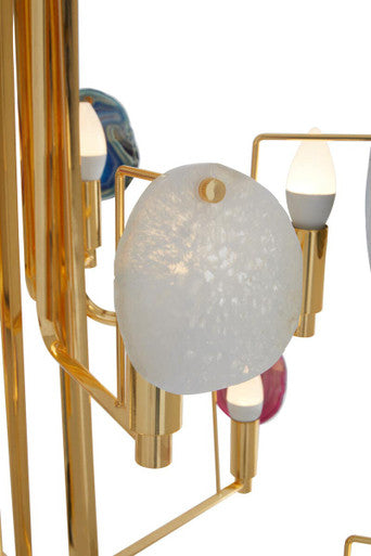 Orsina Glamour Gold and Agate 10-Light Ceiling Light Chandelier
