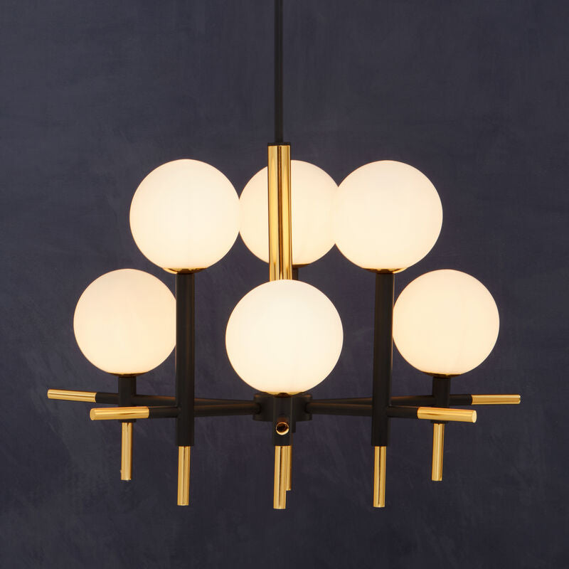 Orsina Grosvenor 6-Bulb Geometric Pendant Light | Black and Gold
