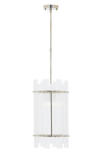 Orsina Ritz Fluted Glass Pendant Light – Silver Nickel Single Bulb