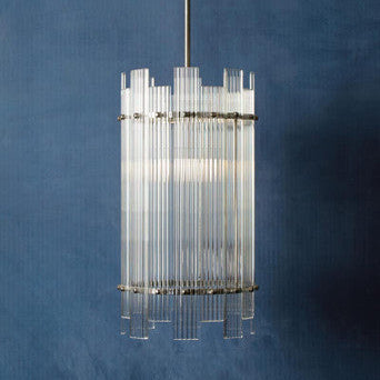 Orsina Ritz Fluted Glass Pendant Light – Silver Nickel Single Bulb
