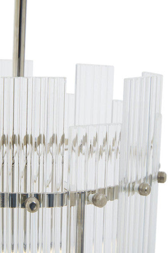 Orsina Ritz Fluted Glass Pendant Light – Silver Nickel Single Bulb