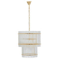 Orsina Ritz 6-Bulb Gold Pendant Light | Two-Tier Fluted Glass Chandelier