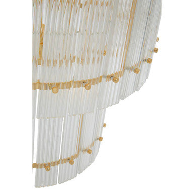 Orsina Ritz 6-Bulb Gold Pendant Light | Two-Tier Fluted Glass Chandelier